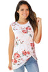Sexy Knot Front Detail White Floral Tank Top